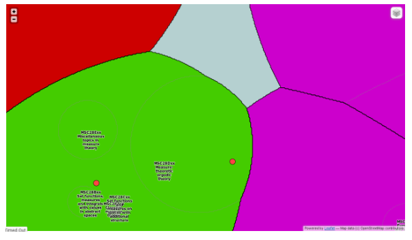 OpenMathMap, a visual map of mathematical domains.
(Jan Wilken-Dörrle at MathUI 13)